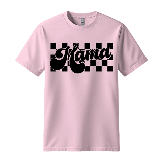 Mama Checkered Graphic T-Shirt | Retro Mom Tee