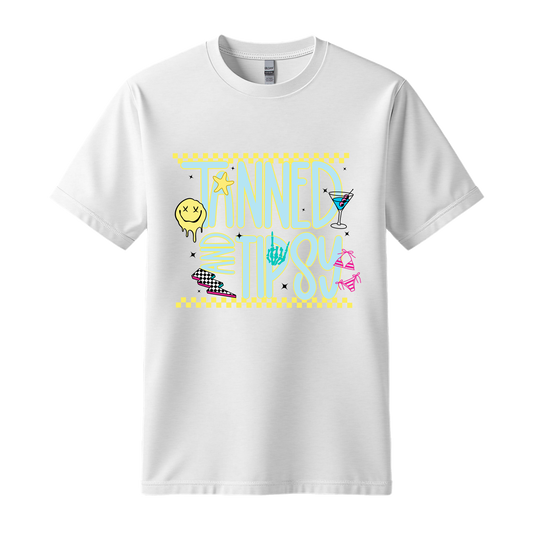 Tanned & Tipsy Shirt – Retro Party Graphic Tee