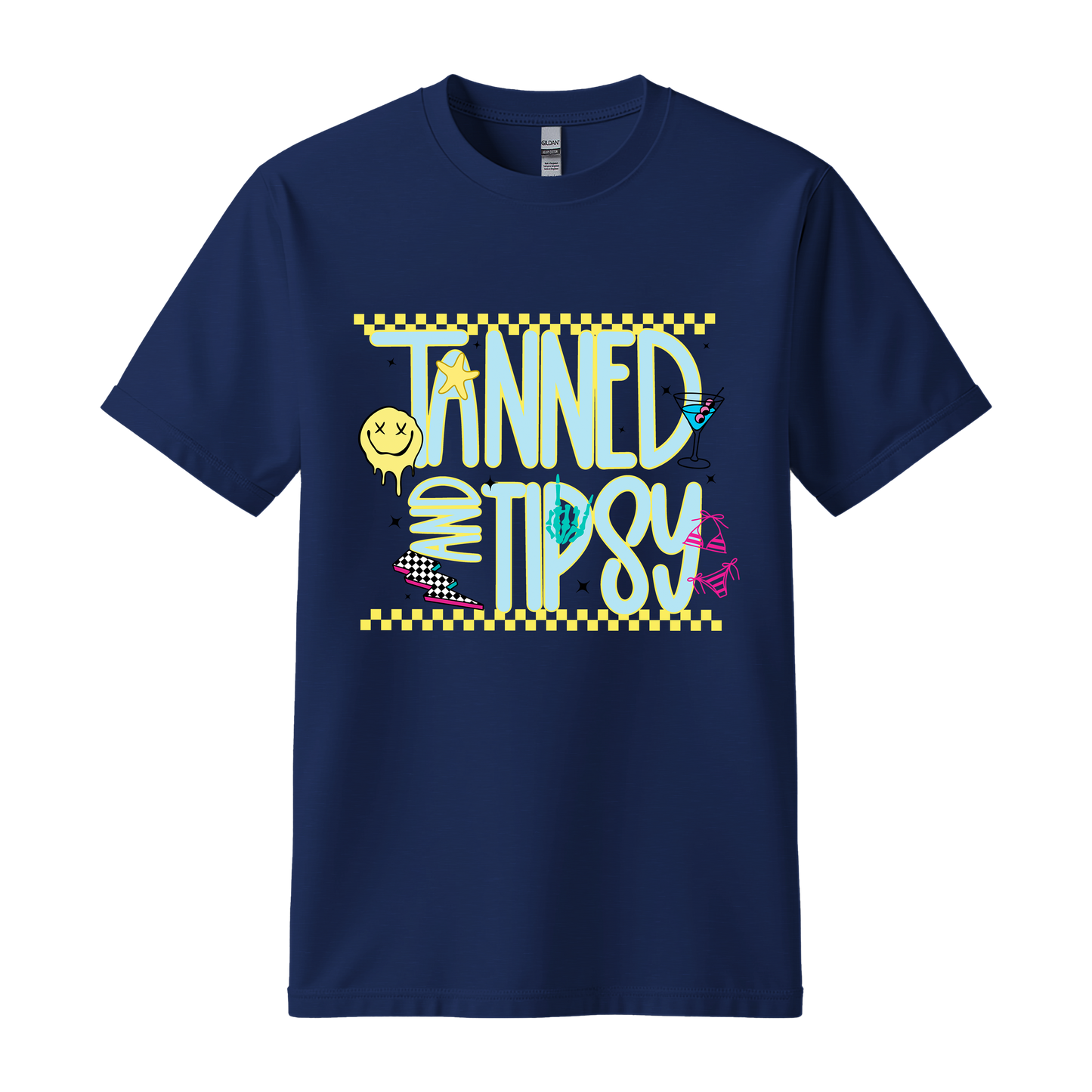 Tanned & Tipsy Shirt – Retro Party Graphic Tee