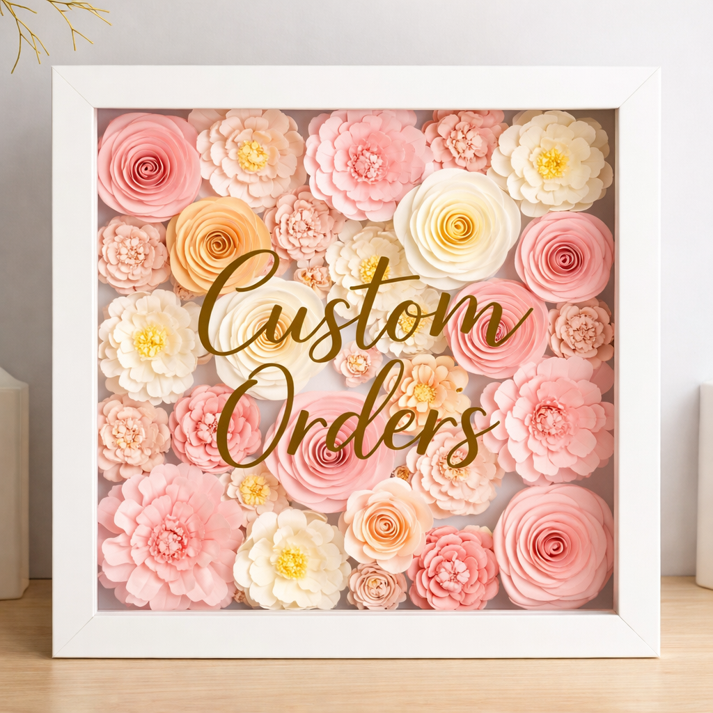 0 Custom Floral Shadow Box Frame | Personalized Paper Flower Frame | Name Sign | Nursery Decor | Wedding Gift |