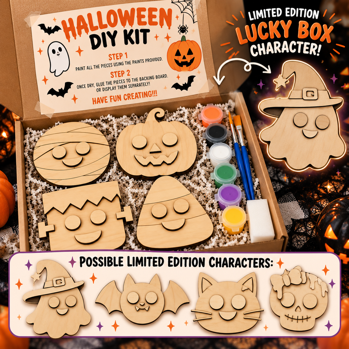 Halloween DIY Wooden Paint Kit