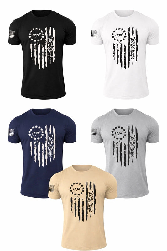 USA 1776 Distressed American Flag | T Shirt Patriotic | 100% Cotton Tee