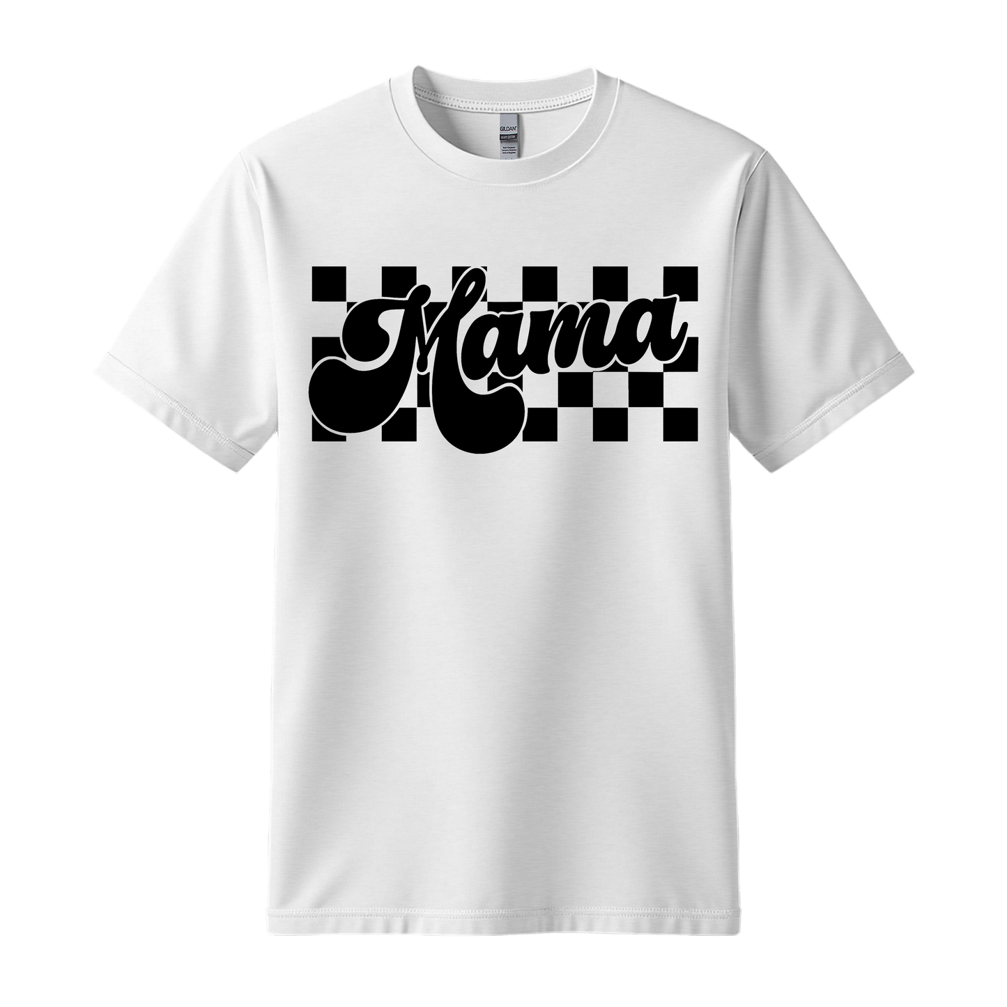 Mama Checkered Graphic T-Shirt | Retro Mom Tee