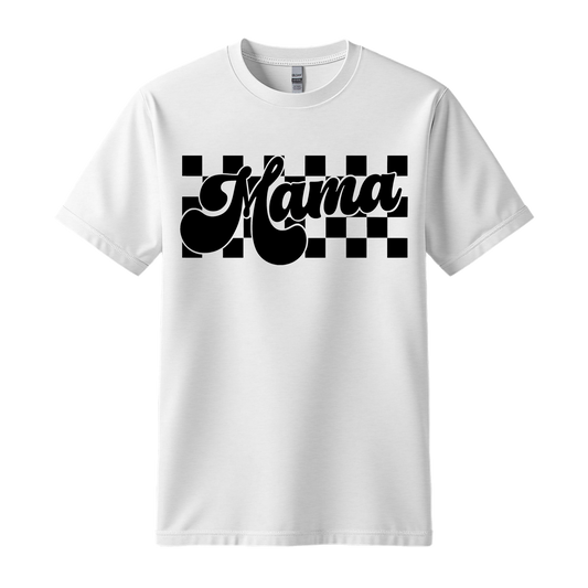 Mama Checkered Graphic T-Shirt | Retro Mom Tee