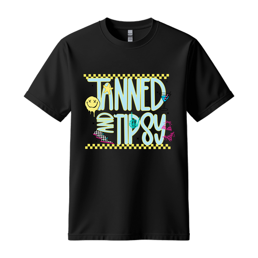 Tanned & Tipsy Shirt – Retro Party Graphic Tee