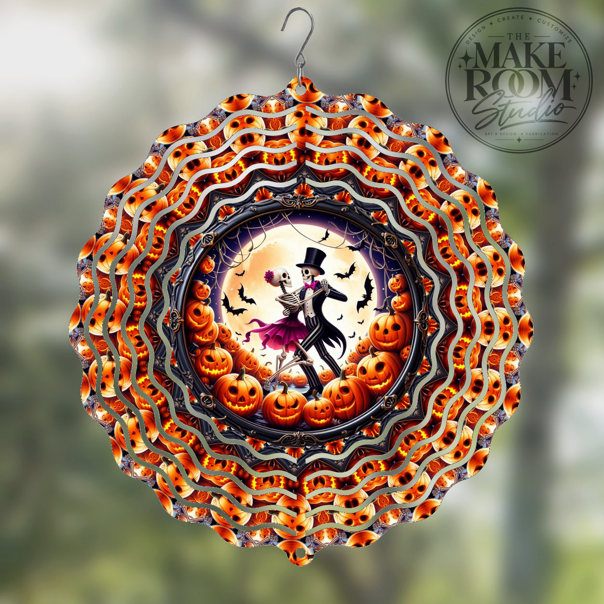 Halloween Skeleton Dance Pumpkin Wind Spinner