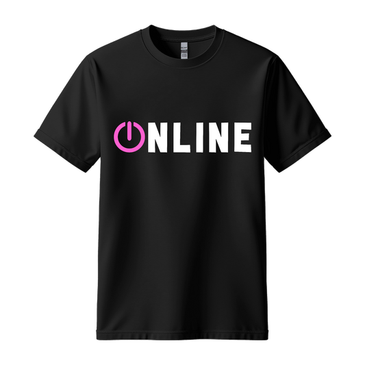 Online Power Button T-Shirt | Minimal Tech Graphic Tee | GLOWS IN THE DARK