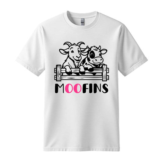 Moofins Funny Cow Goat T-Shirt Cute Farm Animal Graphic Tee | Unisex | Fluorescent